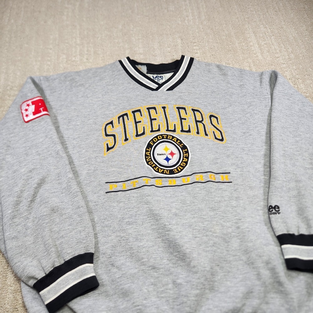 Vintage Pittsburgh Steelers Sweatshirt Men Large Lee Sport Heavy Cotton Fleece
